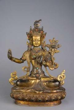 Highly decorative Chinese gilt metal Buddha - 4805907