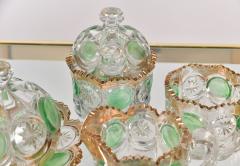 Highly decorative Continental cut glass table set detailed in green and gold - 1272564