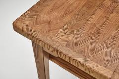 Hilding Nilsson Pine Side Table with Geometric Pattern by Hilding Nilsson Sweden 1960s - 4753660