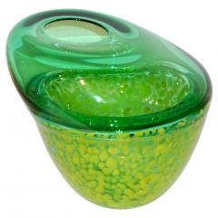 Hilton McConnico Hilton McConnico by Formia 1990s Italian Green Spotted Murano Art Glass Vase - 1146225