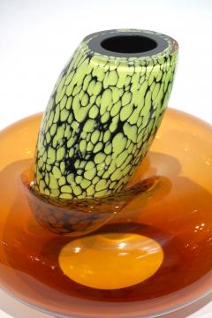 Hilton McConnico Hilton McConnico by Formia 1990s Italian Orange Murano Art Glass Vase - 1165390