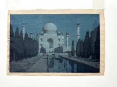 Hiroshi Yoshida Framed Japanese Woodblock Print Hiroshi the Taj Mahal Gardens at Night - 3243048