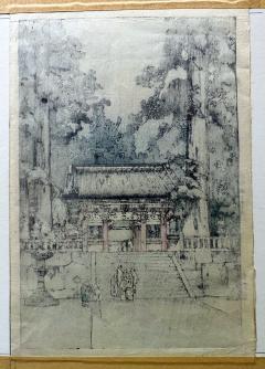 Hiroshi Yoshida Framed Japanese Woodblock Print Yoshida Hiroshi Toshogu Shrine - 3252240