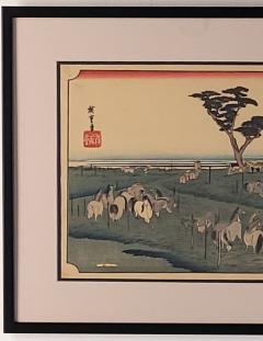 Hiroshige Woodblock Print View of Chiryu with Horses Probably Vintage - 2801352