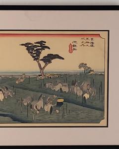 Hiroshige Woodblock Print View of Chiryu with Horses Probably Vintage - 2801353
