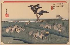 Hiroshige Woodblock Print View of Chiryu with Horses Probably Vintage - 2804471