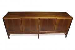 Holger Christiansen 1930 Danish Walnut Credenza with Brass Pulls - 1079934