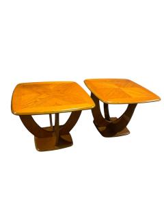 Holger Georg Jensen MODERNIST LIGHT OAK BOOKMATCHED CURVED WOOD TABLES - 4737598