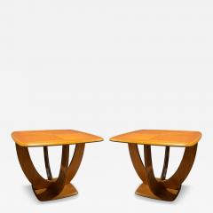 Holger Georg Jensen MODERNIST LIGHT OAK BOOKMATCHED CURVED WOOD TABLES - 4739171