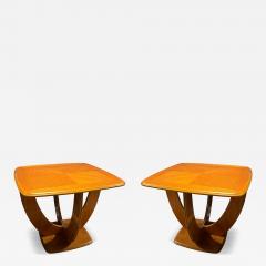 Holger Georg Jensen MODERNIST LIGHT OAK BOOKMATCHED CURVED WOOD TABLES - 4740288