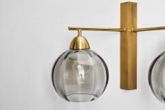 Holger Johansson Brass and Smoke Glass Wall Light by Holger Johansson Sweden 20th Century - 3673672