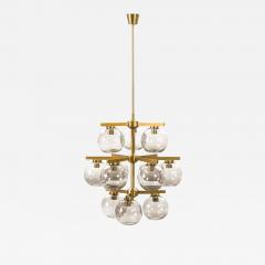 Holger Johansson Chandelier with 12 Smoked Glass Shades by Holger Johansson Sweden 1960s - 756733