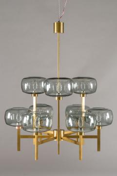 Holger Johansson Five Swedish Chandeliers in Brass and Glass by Holger Johansson - 898676