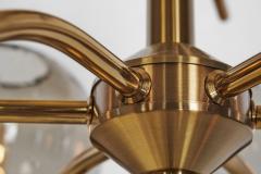 Holger Johansson Holger Johansson Brass Chandelier with 12 Glass Shades for Westal Sweden 1970s - 3227921