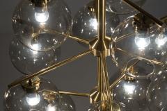 Holger Johansson Holger Johansson Chandelier with 12 Smoked Glass Shades for Westal Sweden 1960s - 1913578