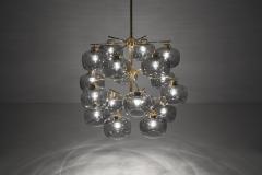 Holger Johansson Holger Johansson Chandelier with 18 Smoked Glass Shades for Westal Sweden 1952 - 1609978