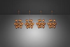 Holger Johansson Holger Johansson Set of 6 Chandeliers with 12 Smoked Glass Shades Sweden 1970s - 3304682