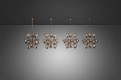 Holger Johansson Holger Johansson Set of 6 Chandeliers with 12 Smoked Glass Shades Sweden 1970s - 3304683