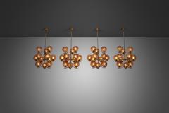 Holger Johansson Holger Johansson Set of 6 Chandeliers with 12 Smoked Glass Shades Sweden 1970s - 3304684