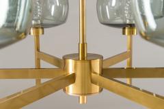 Holger Johansson Large Swedish Chandelier in Brass and Glass by Holger Johansson - 900624