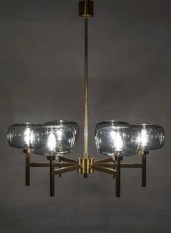 Holger Johansson Large Swedish Chandelier in Brass and Glass by Holger Johansson - 900630