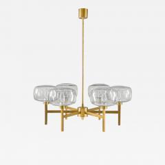 Holger Johansson Large Swedish Chandelier in Brass and Glass by Holger Johansson - 901553