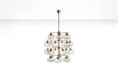 Holger Johansson Pair of Midcentury Chandeliers with 24 Smoked Glass Shades by Holger Johansson - 1028245