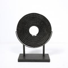 Holly Hunt Mid Century Modernist Bi Disc Sculpture in Black Sandstone by Holly Hunt - 4654298