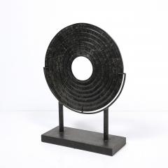 Holly Hunt Mid Century Modernist Bi Disc Sculpture in Black Sandstone by Holly Hunt - 4654335
