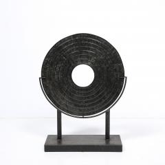 Holly Hunt Mid Century Modernist Bi Disc Sculpture in Black Sandstone by Holly Hunt - 4654368