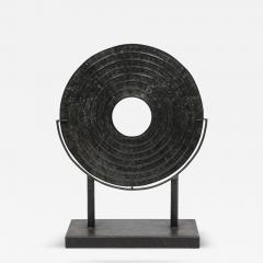 Holly Hunt Mid Century Modernist Bi Disc Sculpture in Black Sandstone by Holly Hunt - 4659991