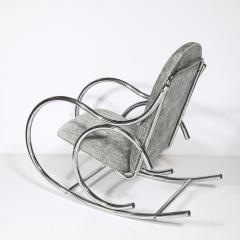 Holly Hunt Mid Century Tubular Chrome Rocking Chair with Holly Hunt Upholstery - 4744982