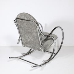 Holly Hunt Mid Century Tubular Chrome Rocking Chair with Holly Hunt Upholstery - 4744987