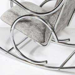 Holly Hunt Mid Century Tubular Chrome Rocking Chair with Holly Hunt Upholstery - 4744989