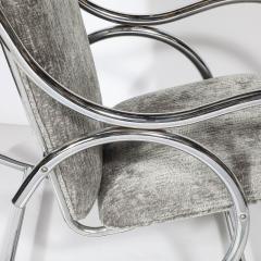 Holly Hunt Mid Century Tubular Chrome Rocking Chair with Holly Hunt Upholstery - 4744998