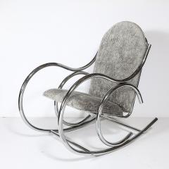 Holly Hunt Mid Century Tubular Chrome Rocking Chair with Holly Hunt Upholstery - 4745008