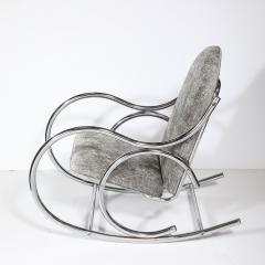 Holly Hunt Mid Century Tubular Chrome Rocking Chair with Holly Hunt Upholstery - 4745009