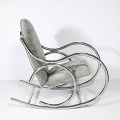 Holly Hunt Mid Century Tubular Chrome Rocking Chair with Holly Hunt Upholstery - 4745012
