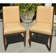 Holly Hunt Pair of Holly Hunt Hampton Modern Designer Leather Dining or Side Chairs - 3561329