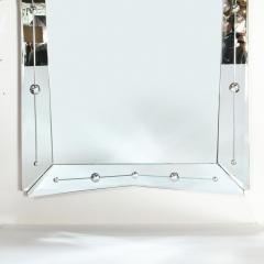 Hollywood Art Deco Atomic Mirror with Beveled Edges Reverse Etched Detailing - 2809672