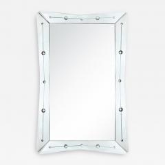 Hollywood Art Deco Atomic Mirror with Beveled Edges Reverse Etched Detailing - 2812942