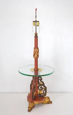 Hollywood Regency Asian Carved Wood Floor Lamp - 704377