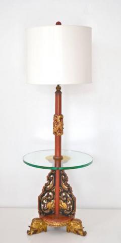 Hollywood Regency Asian Carved Wood Floor Lamp - 704382