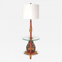 Hollywood Regency Asian Carved Wood Floor Lamp - 704905