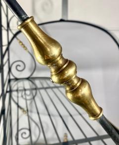 Hollywood Regency Bakers Rack or Shelf Three Tier Wrought Iron and Brass - 3184361