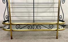 Hollywood Regency Bakers Rack or Shelf Three Tier Wrought Iron and Brass - 3184367