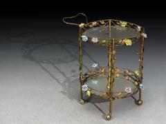 Hollywood Regency Bar Car Gilt Metal Porcelain USA 20th c  - 4577080