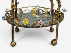 Hollywood Regency Bar Car Gilt Metal Porcelain USA 20th c  - 4577082