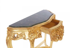 Hollywood Regency Baroque Style French Gold Marble Console Table Sofa Table - 2527897