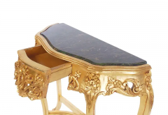 Hollywood Regency Baroque Style French Gold Marble Console Table Sofa Table - 2527898